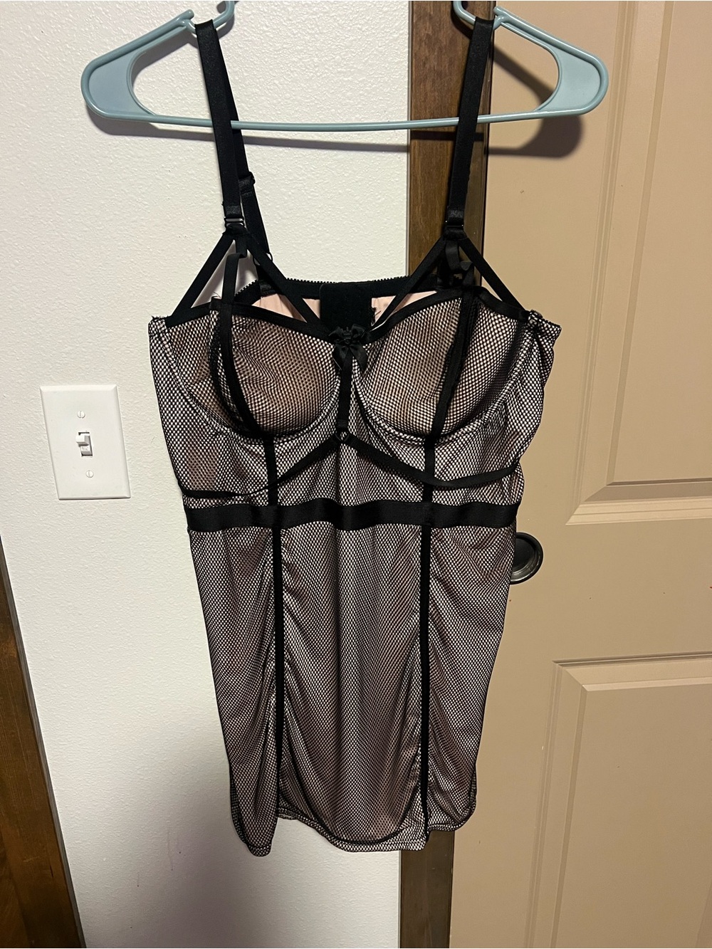 Sheer Black Mesh Chemise with Underwire Support